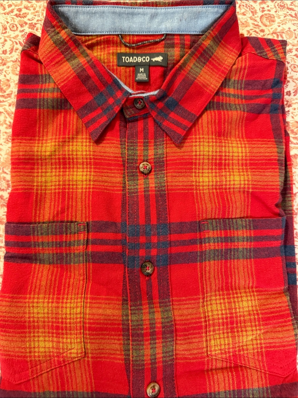 Toad&Co Red and Yellow Plaid Button-Down Shirt